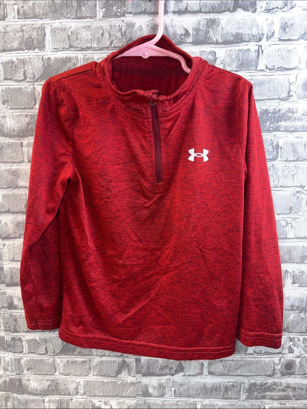 Boy's‎ Under Armour Heathered Red Quarter-Zip Pullover